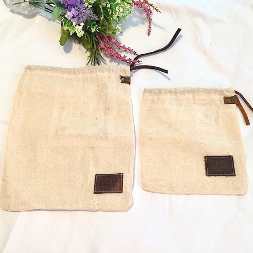 🦉5 Hide & Drink Canvas & Leather Drawstring Bags